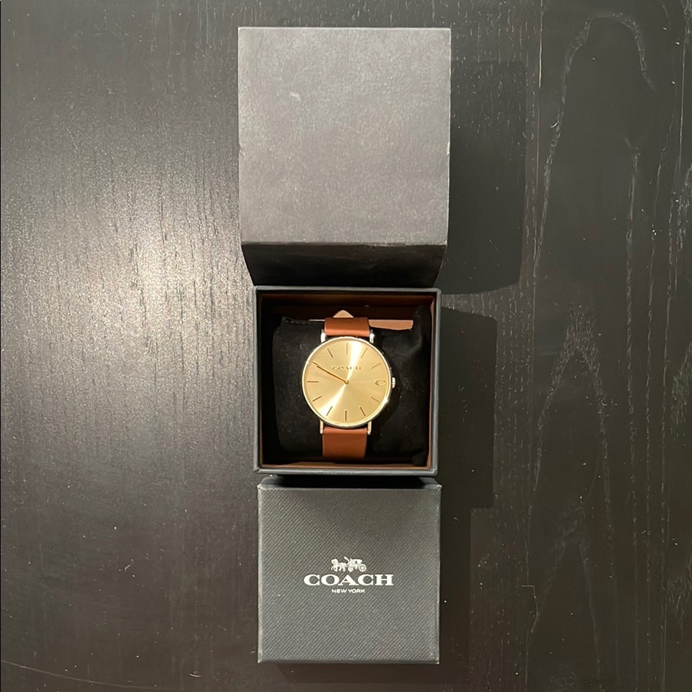 Coach Movado 14602433 Charles Watch with Leather Watch Band